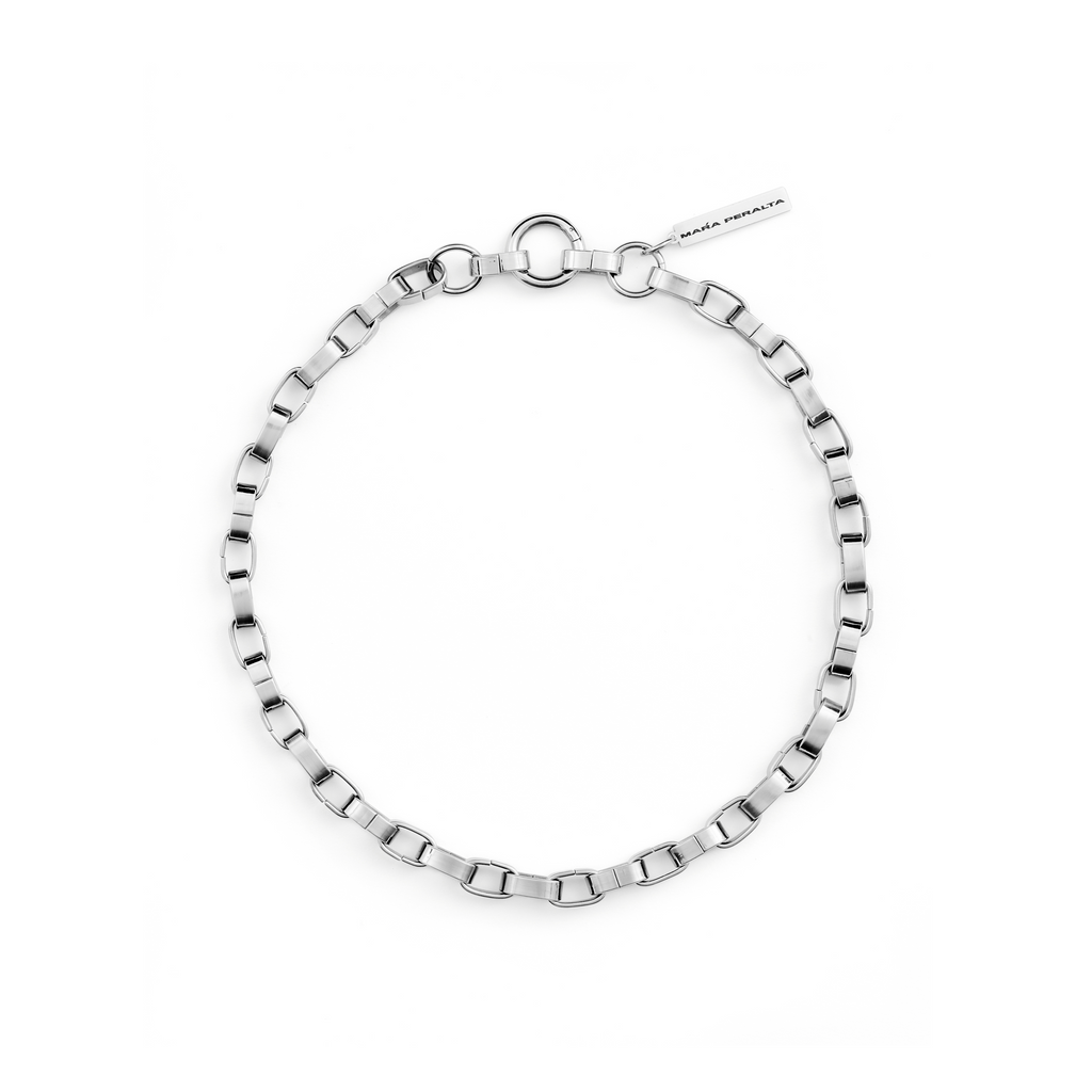 Steel Cylinder Link Necklace |Steel Link Necklace|Maŕa Peralta Studio