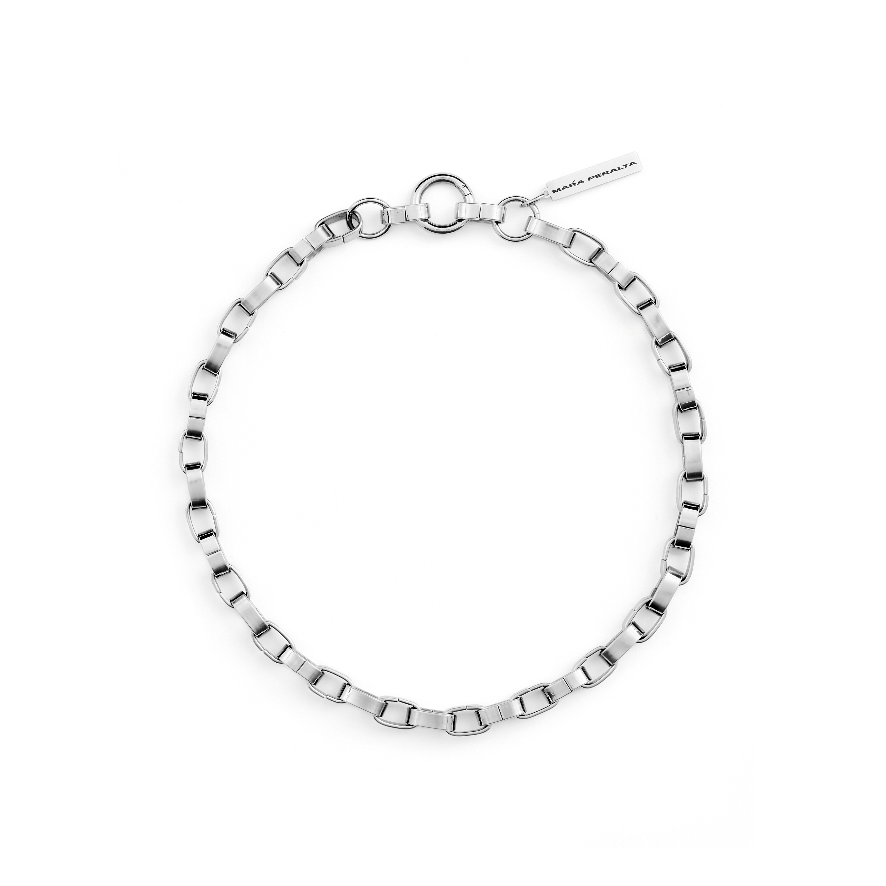 Steel Cylinder Link Necklace |Steel Link Necklace|Maŕa Peralta Studio