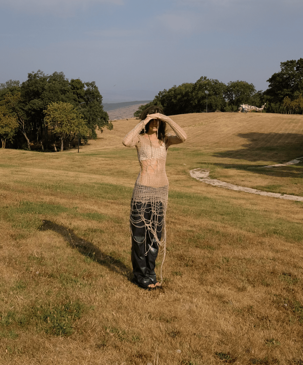 "Holey" Dress in Beige - Moveslowfast