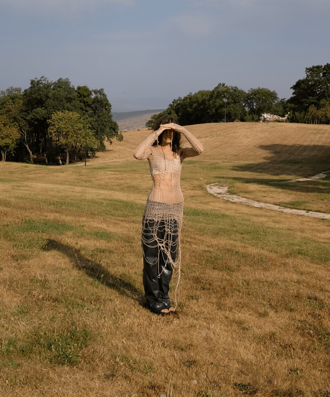 "Holey" Dress in Beige - Moveslowfast