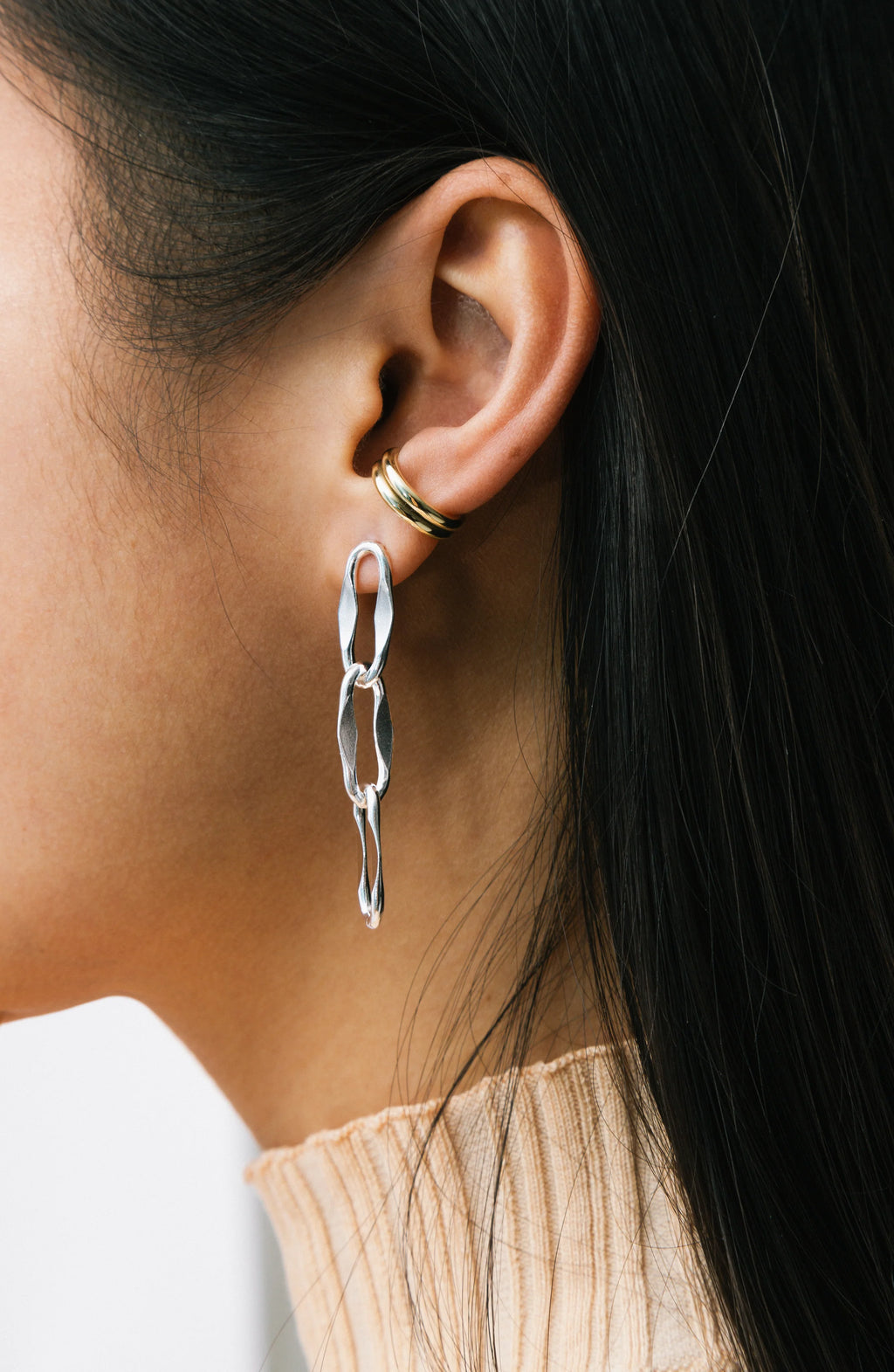 Silver Elsewhere Chain Earrings - Moveslowfast