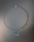 SPIKY SPIRAL Necklace with glass pearls - LAGREV