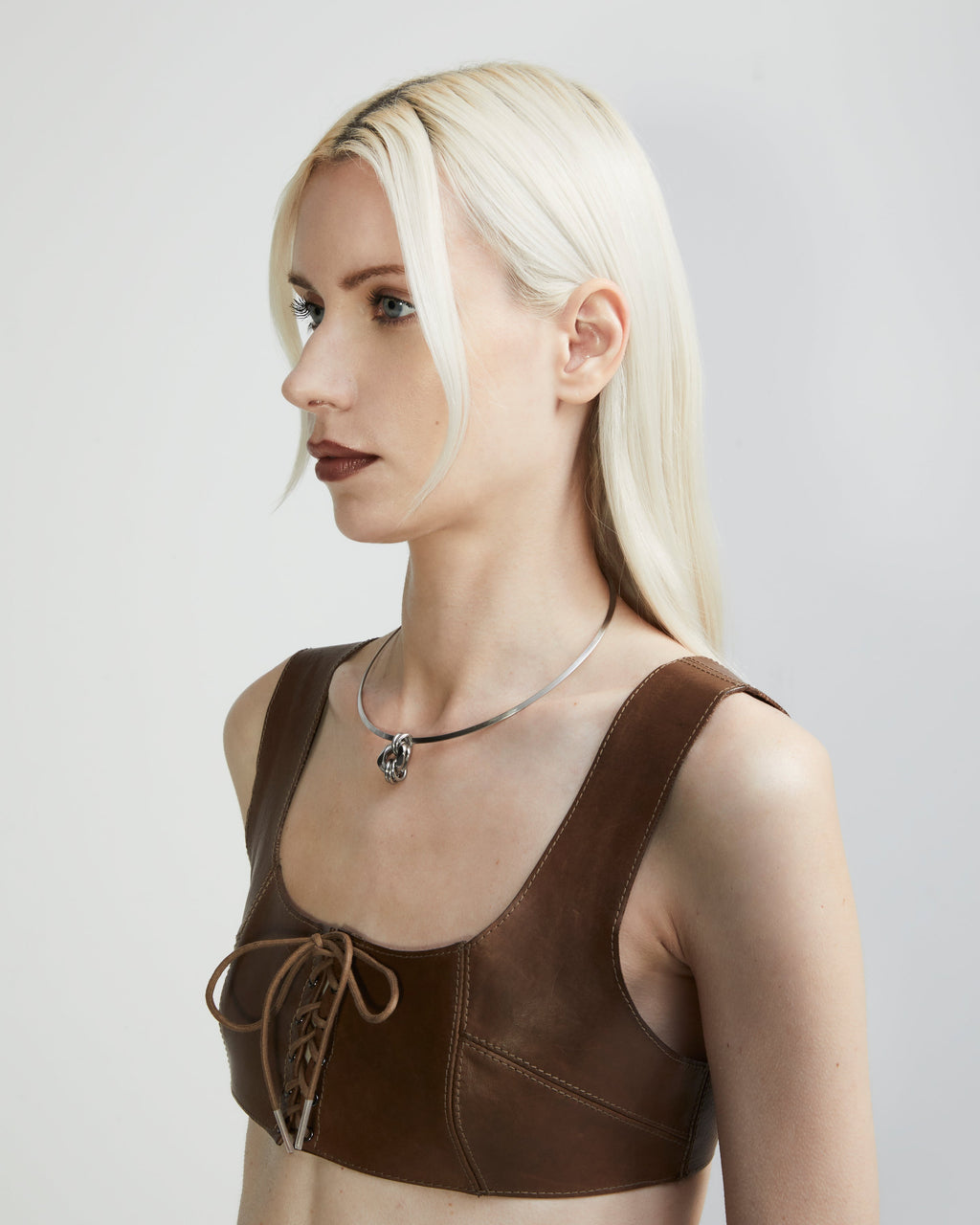 Steel Bar Choker Necklace | Chain Pendant Choker |Maŕa Peralta Studio