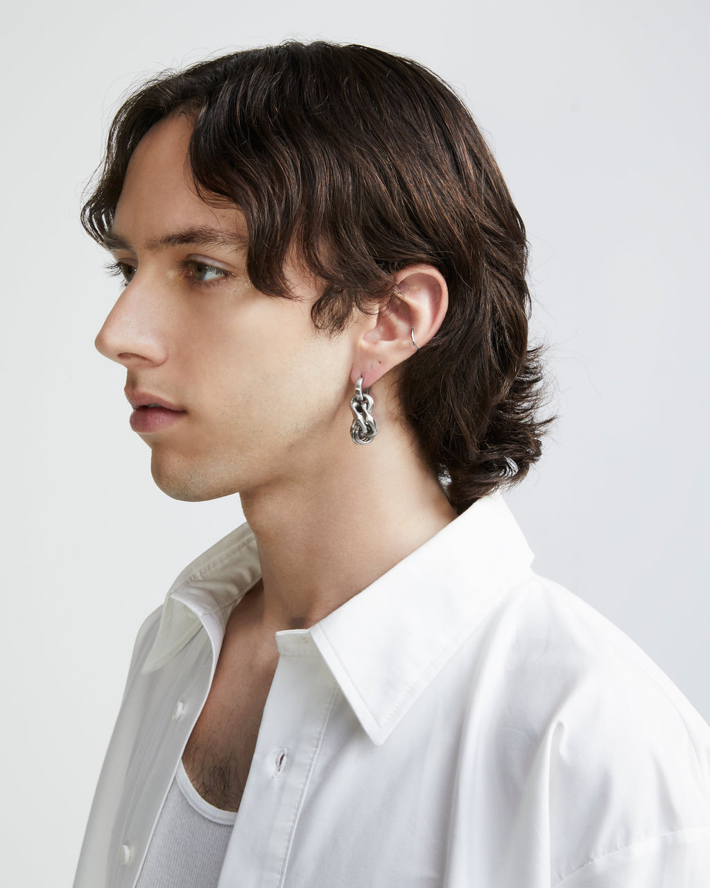 Curb Chain Pendant Earring | Curb Pendant Earring|Maŕa Peralta Studio