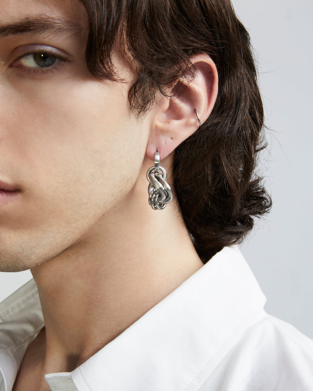 Curb Chain Pendant Earring | Curb Pendant Earring|Maŕa Peralta Studio