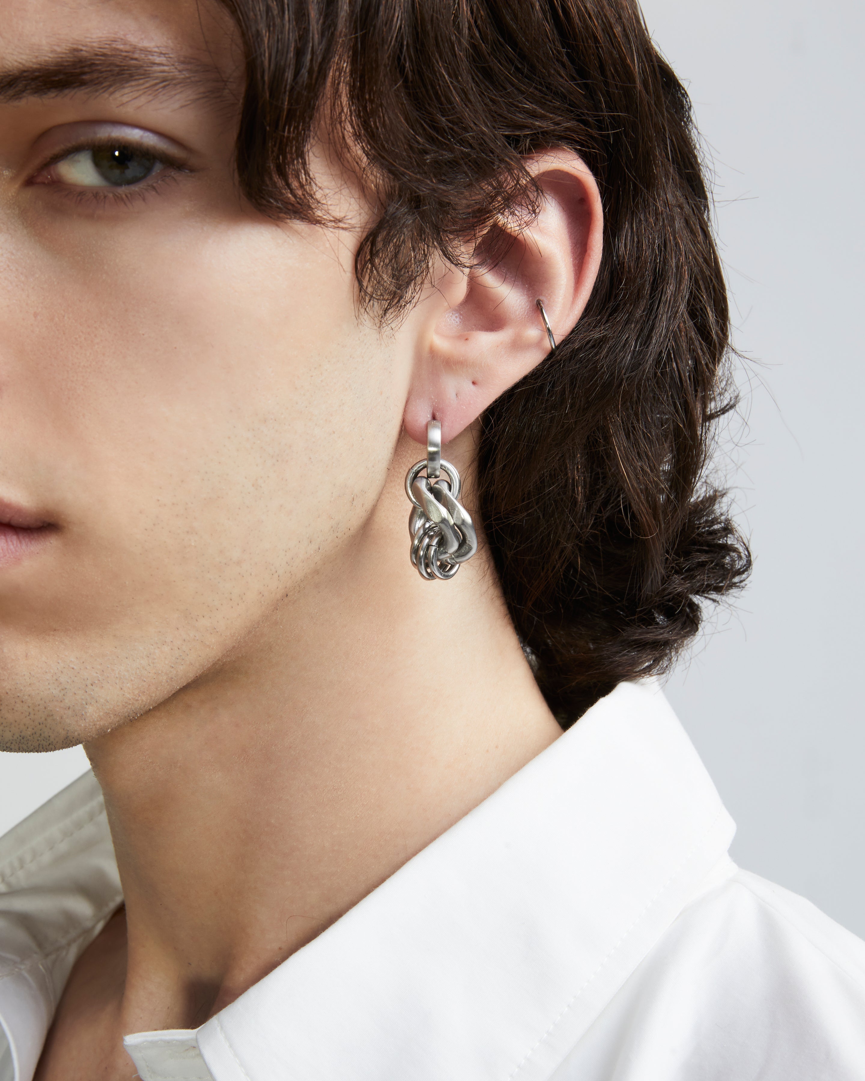 Curb Chain Pendant Earring | Curb Pendant Earring|Maŕa Peralta Studio