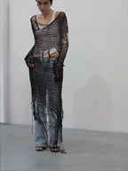 Holey Dress in Black - LAGREV